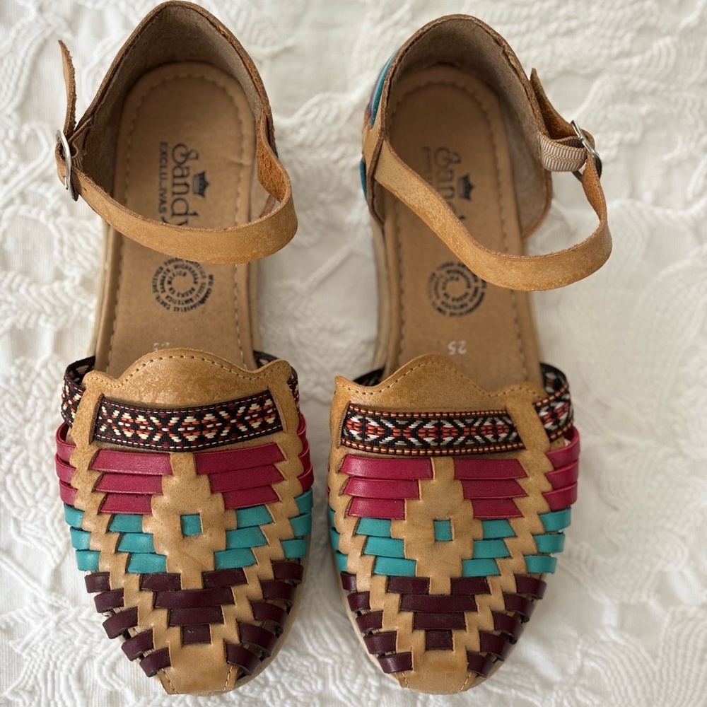 US Size 8 Sandy Exclusivas Multicolored Leather Mexican Huaraches